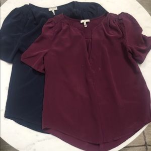JOIE 2 DESIGNER TOPS RUCHED SLEEVES BEAUTIFUL SZ M